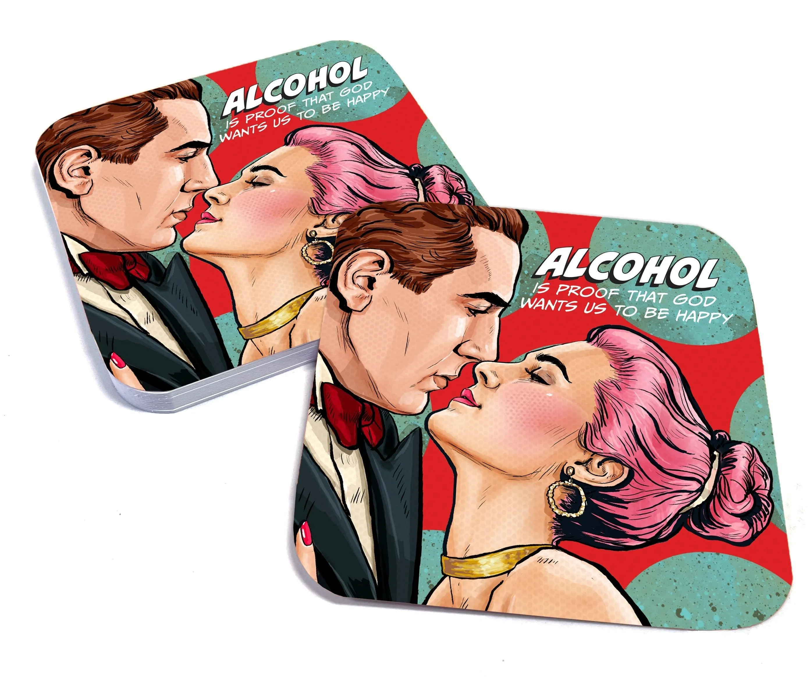 Alcohol Is Proof That God Wants Us to Be Happy Paper Coaster Set