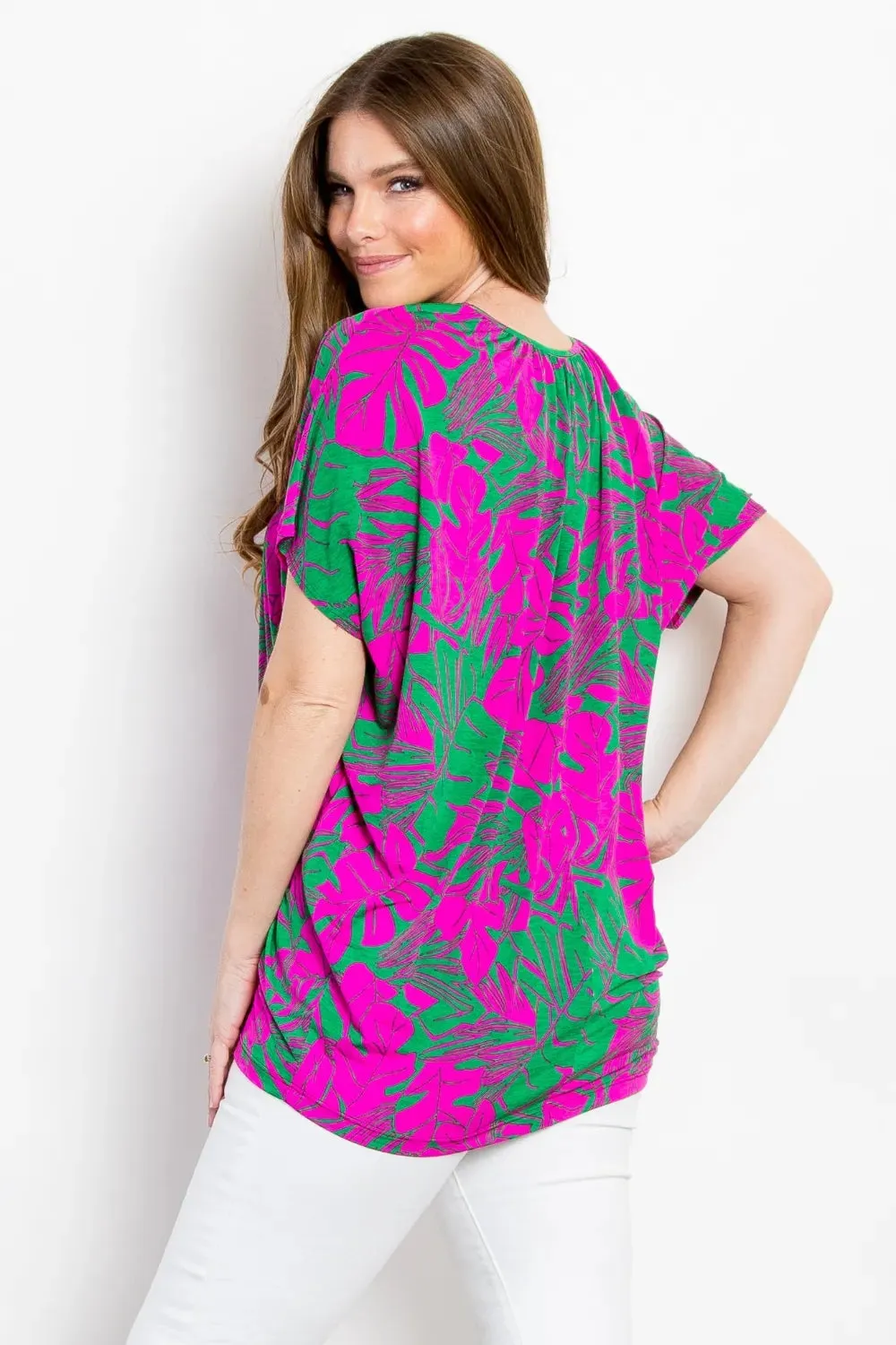 Contrast Printed Short Sleeve Top