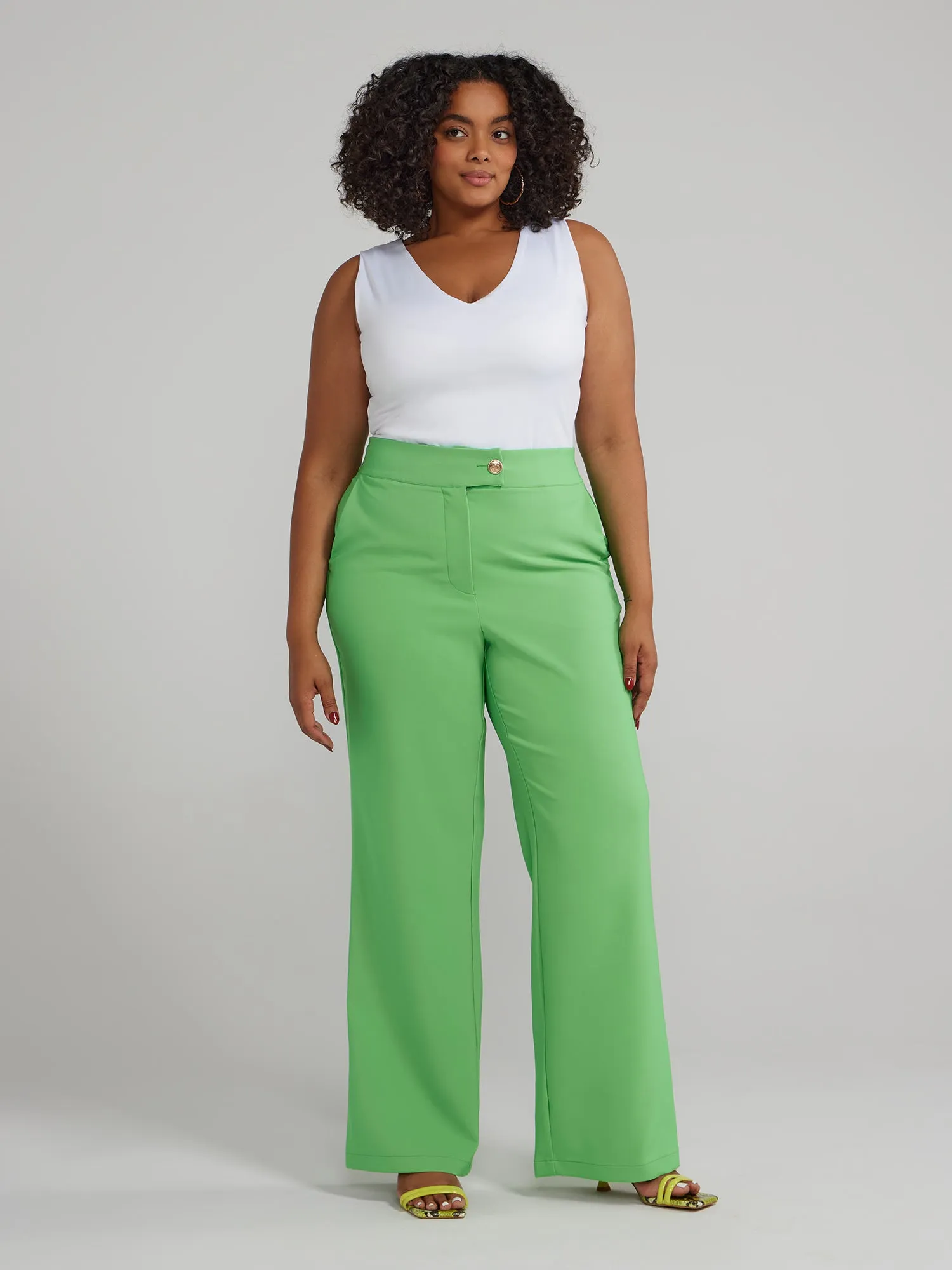 High Rise Straight Leg Trouser Pants