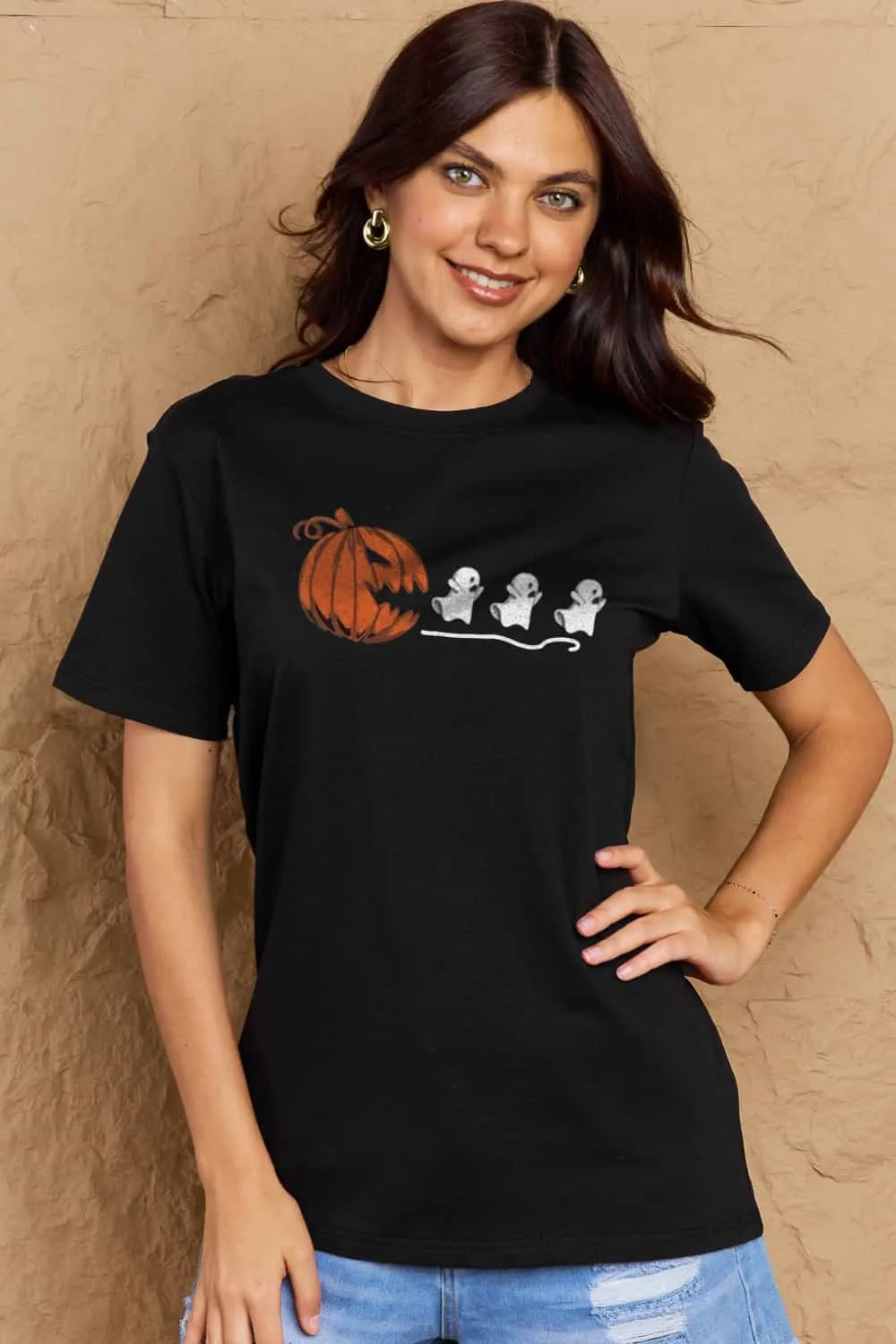 Jack-O'-Lantern Graphic Cotton T-Shirt