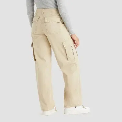 Levi's Women's Mid Rise Wide Leg Relaxed Cargo Pants Loose