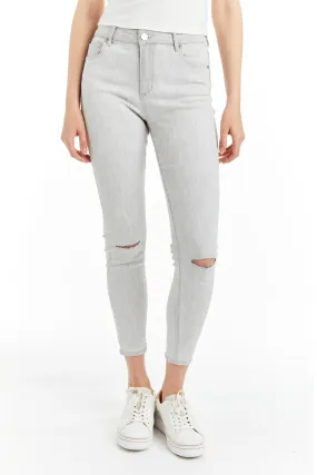 Mona - Crop Skinny With Knee Slit