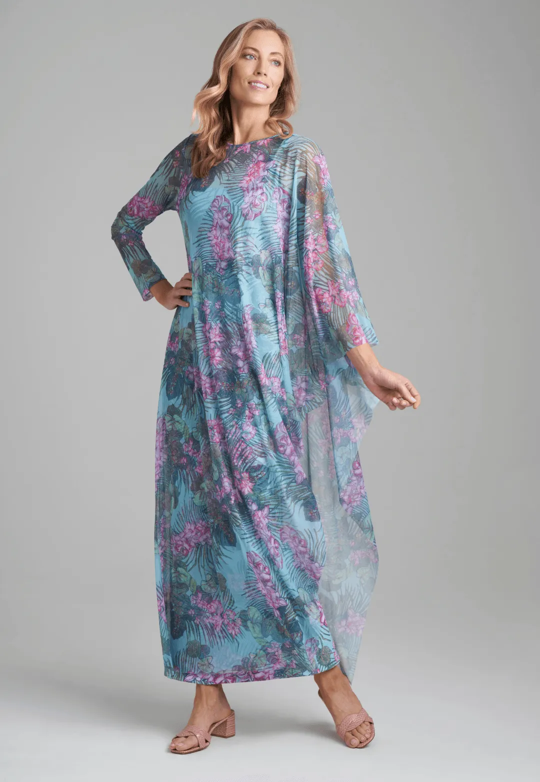 Rachel Sheer Mesh Poncho in Paradise