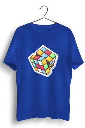 Rubiks Cube Printed Blue Tshirt