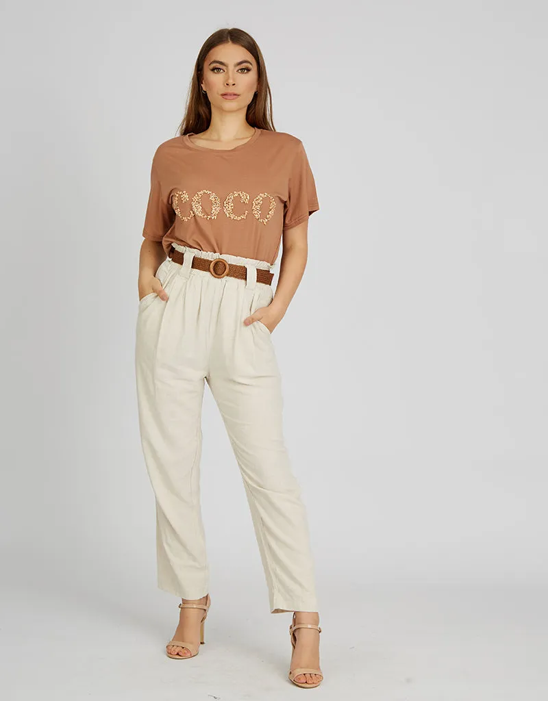 Ruffle Top Linen Pants