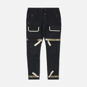 Strapped Up Slim Black Denim Jeans Sand